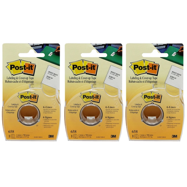 Post-It Labeling and Cover-up Tape, 1in x 700in Per Roll, PK3 MMM658 - main